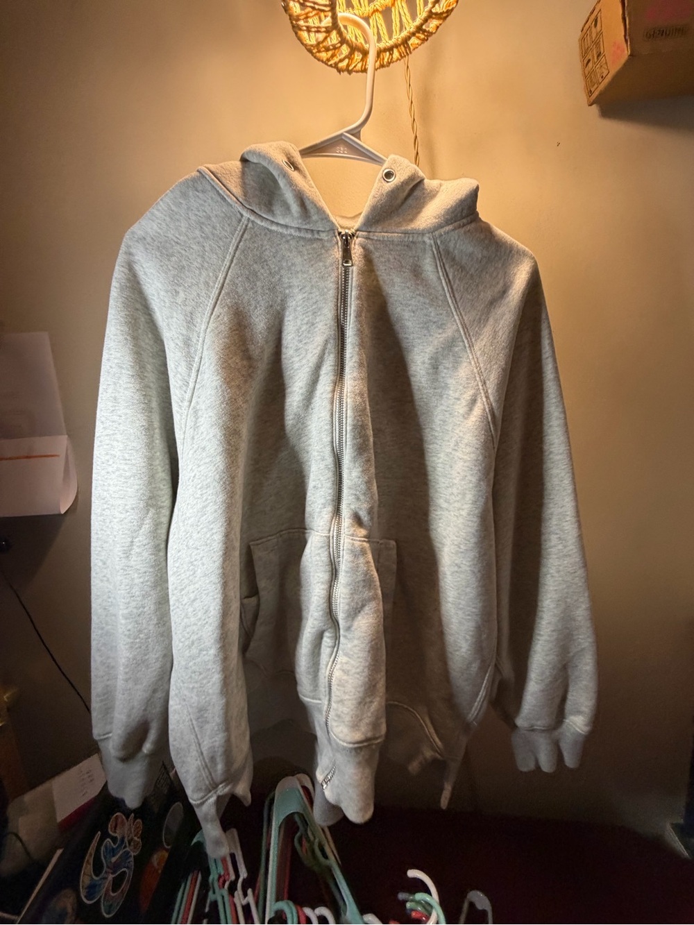 Abercrombie & Fitch Light Gray Full-Zip Hooded Sweatshirt - Men size large
